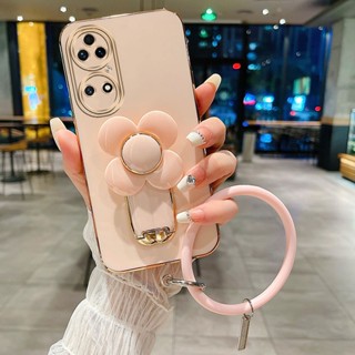 เคสโทรศัพท์มือถือ ขอบตรง ลายกังหันลม พร้อมขาตั้ง สําหรับ Huawei P60 P50 P40 P30 P20 Pro Lite