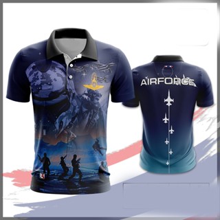 A030 เสื้อคอปกพิมพ์ลายกองทัพอากาศใส่สบาย ระบายอากาศ