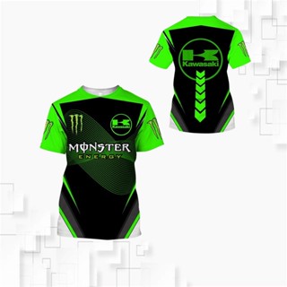 เสื้อยืดแขนสั้น คอกลม พิมพ์ลาย Kawasaki 3 มิติ สําหรับผู้ชาย 2023