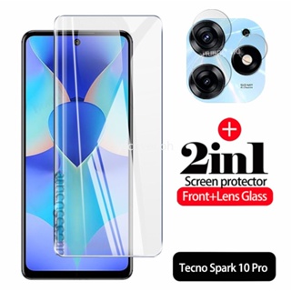 ฟิล์มกระจกนิรภัยกันรอยหน้าจอ 9H สําหรับ Tecno Spark 10 Pro Tecno Spark Go 2023 Pova 4 Pro 3 Neo 2 Spark 6 Go Camon 19 Pro 2 in 1