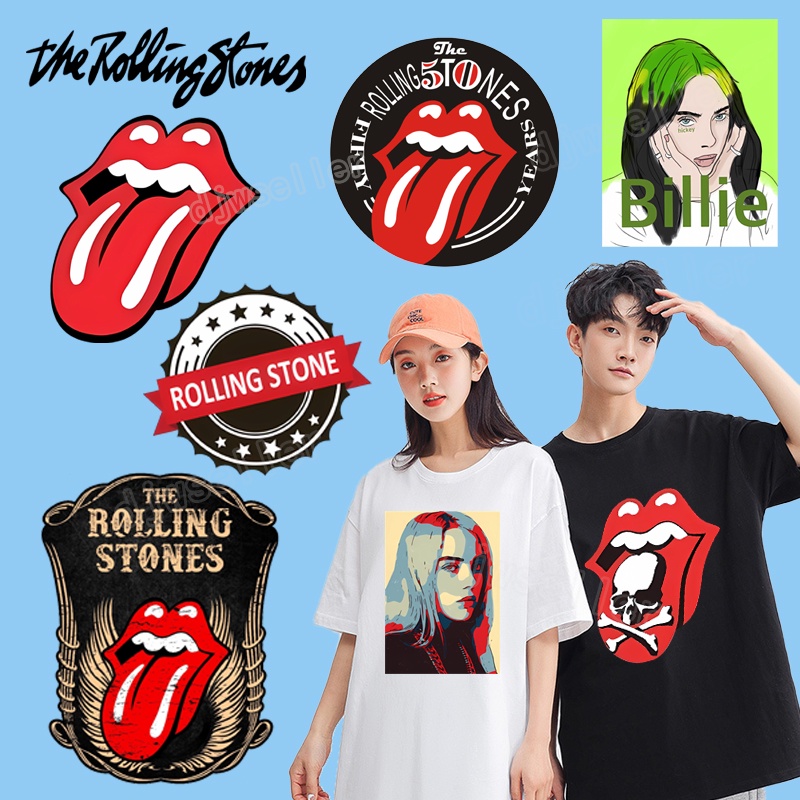 แผ่นรีดติดเสื้อ ลายโลโก้ The Rolling Stones DIY สําหรับตกแต่งเสื้อผ้า