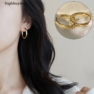 [highbuying] ใหม่ ต่างหูห่วงกลม ขนาดใหญ่ เรียบง่าย แวววาว พลอยเทียม เครื่องประดับแฟชั่น สําหรับผู้หญิง งานแต่งงาน ของขวัญใหม่ พร้อมส่ง 1 คู่