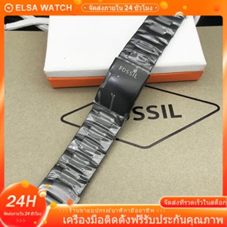 Fossil สายนาฬิกาข้อมือสเตนเลส 24 มม. สีดํา สําหรับผู้ชาย Jr1487 Jr1401 24 มม.