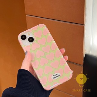 For เคสไอโฟน 14 Pro Max [Heart Green Pink] เคส Phone Case For iPhone 14 Pro Max Plus 13 12 Mini 11 For เคสไอโฟน11 Ins Korean Style Retro Classic Couple Shockproof Protective TPU Cover Shell