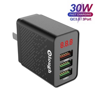 30w 3 พอร์ต USB Charger QC 3.0 ชาร์จเร็ว จอแสดงผลดิจิตอล อะแดปเตอร์ชาร์จโทรศัพท์มือถือ สําหรับ Samsung