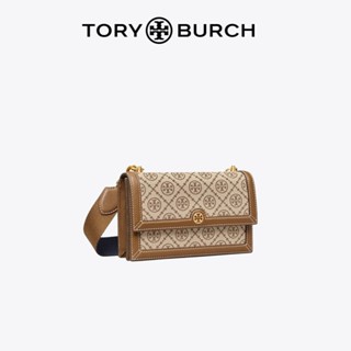 Tory Burch T MONOGRAM Mini Jacquard กระเป๋าสะพายไหล่ กระเป๋าถือ ขนาดมินิ ลายดาว สําหรับสตรี เหมาะกับการพกพาเดินทาง