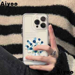 ✅เคสโทรศัพท์มือถือ ลายช่อดอกไม้ สีฟ้า ขาว สไตล์สตรีท สําหรับ Iphone Apple 1413 8 12 Promax 7 Ins 11/ เคสโทรศัพท์ กันกระแทก POGS