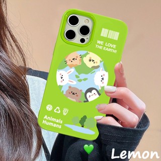 Lemon - เคสโทรศัพท์มือถือแบบนิ่ม หนา กันกระแทก ลายการ์ตูนสัตว์น่ารัก สีวาว สีเขียวแวววาว สําหรับ ไอโฟน 14pro 14promax 13 13pro 13promax 11 11 12 12promax 12promax XR XSMAX 7P 8P