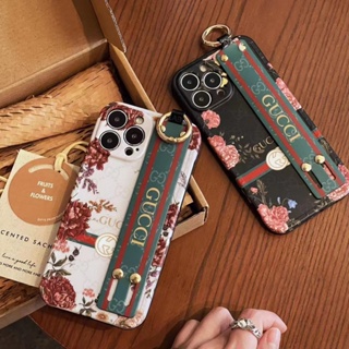 เคสโทรศัพท์มือถือ ลายดอกไม้ สไตล์วินเทจ พร้อมสายคล้องมือ สําหรับ iPhone 14 promax 13 pro 11 12 promax