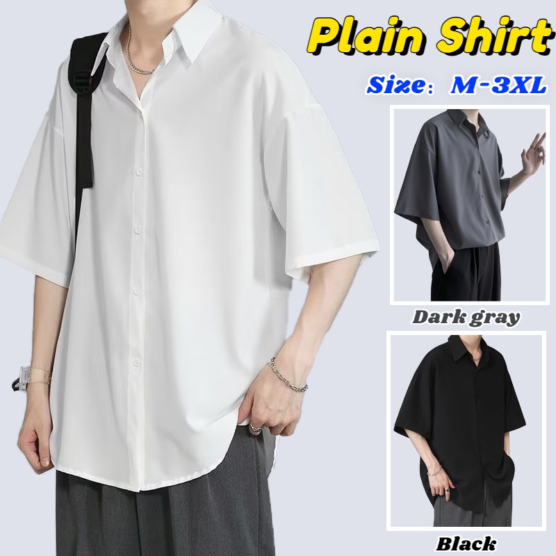 เสื้อเชิ้ตแขนสั้น ผ้าเรยอน สีขาว แฟชั่นฤดูร้อน สไตล์เกาหลี สําหรับผู้ชาย