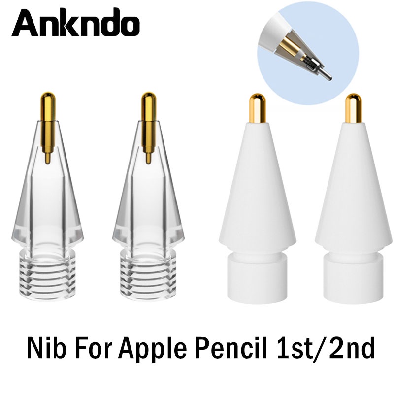 Ankndo ปลายดินสอ แบบเปลี่ยน สีทอง สีเงิน สําหรับ Apple Pencil 1 2 Gen I-Pad Pro 1 2