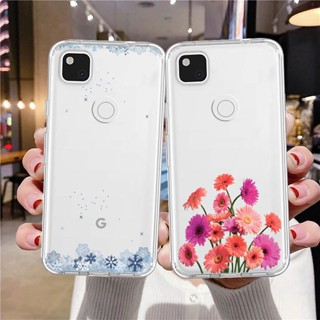 เคสโทรศัพท์มือถือแบบนิ่ม ใส กันกระแทก ลายดอกไม้ สําหรับ Google Pixel 7 Pro 6a 6 5a 4 3a 3 2 XL