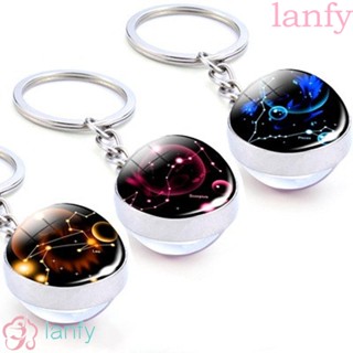 Lanfy พวงกุญแจจี้ลูกบอลแก้วลายเสือดาว 12 กลุ่มดาวเครื่องประดับ