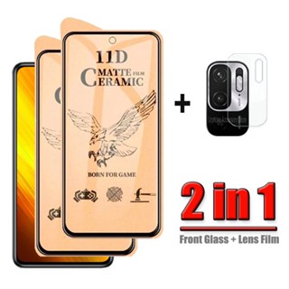 2 In 1 ฟิล์มกระจกนิรภัยเซรามิค กันรอยหน้าจอ เนื้อแมตต์ สําหรับ Realme 10 Pro Plus 5G Realme 9i 8i 7i 10 9 8 7 Pro GT Neo 3 2T 2 Pro