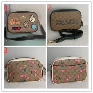 COACH CE599 cf423 cc151 กระเป๋ากล้องผู้หญิง/กระเป๋าสะพายแฟชั่นหนังแท้/ความจุขนาดใหญ่/พิมพ์ลายคลาสสิก