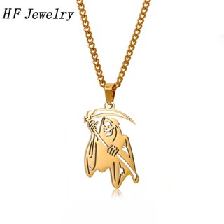 [HF Jewelry] สร้อยคอ สเตนเลส 316 จี้กะโหลก เทพเจ้าแห่งความตาย สไตล์ฮิปฮอป สําหรับผู้ชาย และผู้หญิง