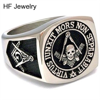 [HF Ring] เครื่องประดับ แหวนโลหะผสม รูปกะโหลก สไตล์พังก์ เรียบง่าย และประณีต แฟชั่นสําหรับผู้ชาย