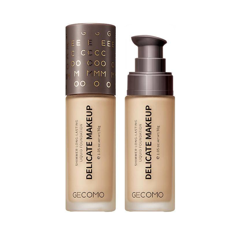 Gecomo Shimmering รองพื้นเนื้อลิขวิด ควบคุมความมัน ให้ความชุ่มชื้น ติดทนนาน ไม่เหนียวเหนอะหนะ กันน้ํามัน ไม่ทิ้งคราบเหงื่อ 30 มล. สําหรับแต่งหน้า อย่างอิสระ ติดทนนาน ไม่ต้องล้างเครื่องสําอาง อย่างเป็นธรรมชาติ ต้องแต่งหน้า 01#งาช้าง 02#สีธรรมชาติ