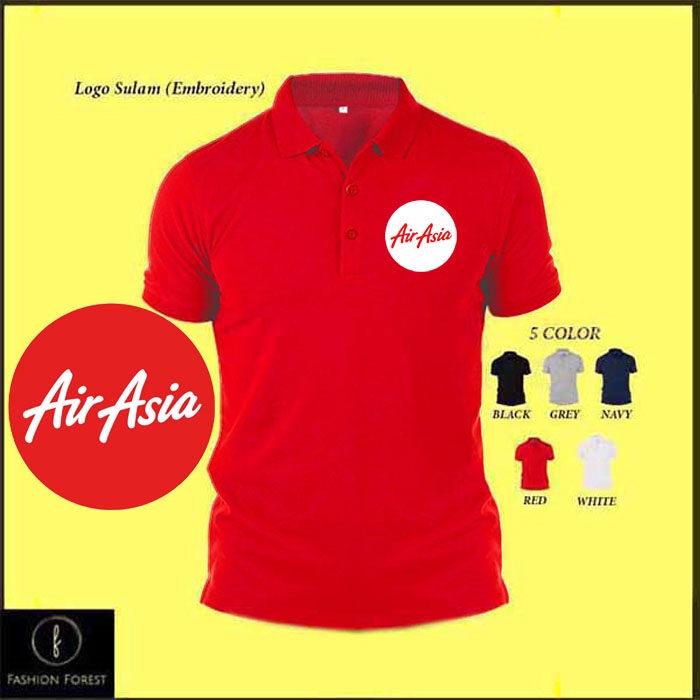 Baju sulam เย็บปักถักร้อย POLO เสื้อยืดสําหรับชายและ WOMRN AIRASIA AIR ASIA UNIFORM DRIVER RIDER STA