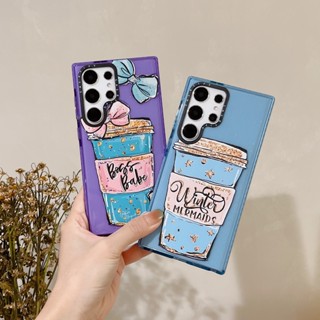 【Coffee Cup】casetify เคสโทรศัพท์มือถือแบบนิ่ม Tpu กันกระแทก ลายกลิตเตอร์ แฟชั่น คุณภาพสูง สําหรับ Samsung s23ultra s23 s23+ s22ultra