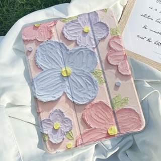 เคสแท็บเล็ต แบบนิ่ม ลายภาพวาดสีน้ํามัน รูปดอกไม้ สําหรับ iPad GEN7 8 9 10.2 นิ้ว GEN10 10.9 นิ้ว Pro11 นิ้ว Pro12.9 นิ้ว 2022 Air4 Air5 Air3 mini6