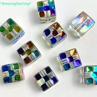 Amongspring&gt; ใหม่ ลูกปัดอะคริลิค ทรงสี่เหลี่ยม รูขนาดใหญ่ 14 มม. หลากสี แฟชั่น 10 ชิ้น