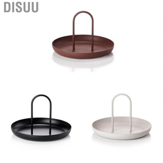 Disuu Serving Tray Metal Round Portable Table Top Storage Tray Simple Modern Style with Handle