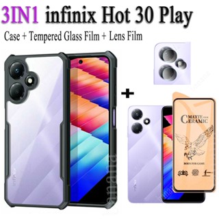 3 in 1 เคสโทรศัพท์มือถือเซรามิค กันกระแทก พร้อมฟิล์มเลนส์กล้อง สําหรับ infinix Hot 30 Play Hot 30i 30play