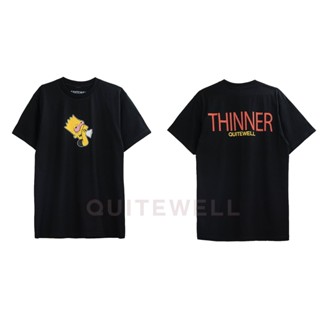 พร้อมส่ง ผ้าฝ้ายบริสุทธิ์ QWT69-1 THINNER BLACK ดำ T-shirt