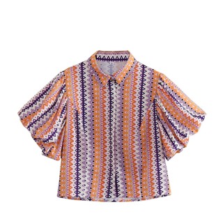 เสื้อเชิ้ตแขนพัฟ พิมพ์ลาย อเนกประสงค์ ขายส่ง 4214