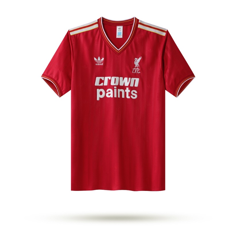 1985-87 Liverpool home vintage short sleeve เสื้อฟุตบอลกีฬากลางแจ้งสบายๆและสะดวกสบาย