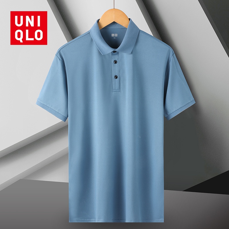 Uniqlo เสื้อโปโลแขนสั้น คอปก ทรงหลวม แห้งเร็ว ขนาดใหญ่ แฟชั่นฤดูร้อน สําหรับผู้ชายวัยกลางคน