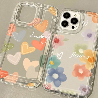 เคสโทรศัพท์มือถือแบบนิ่ม TPU กันกระแทก ลายดอกไม้ หัวใจ สําหรับ iphone 11 Promax 14 pro max 11 12 13 6 7 8plus X max