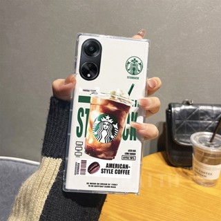 ใหม่ เคสโทรศัพท์มือถือแบบนิ่ม ใส กันกระแทก ลายถ้วยกาแฟ และเค้ก Starbucks สําหรับ Oppo Reno 8T Reno8 Reno8 Pro 5G 4G Reno8 T Reno8T 2023