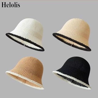 Helolis หมวกบักเก็ต ผ้าฝ้ายถัก ทรงบักเก็ต 4 สี สําหรับผู้หญิง