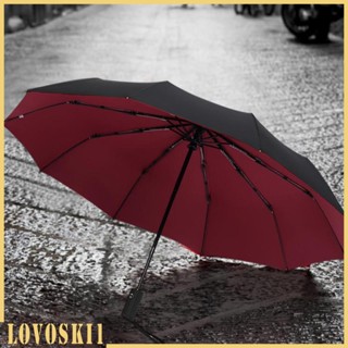 [Lovoski1] ร่มพับอัตโนมัติ สองชั้น ขนาดใหญ่พิเศษ สีแดงเข้ม สําหรับธุรกิจ