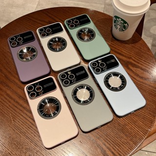 เคสมือถือกระจกหน้าต่างขนาดใหญ่แบบดึงแม่เหล็กสำหรับ iPhone 14 Pro เคสมือถือ max 11ด้านสีสันสดใส13ชาร์จไร้สาย12เคสมือถือกันกระแทก