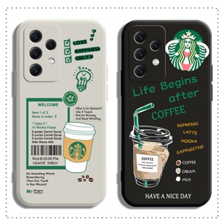 เคส Samsung A14 A24 A34 A54 4G 5G โทรศัพท์มือถือแบบนิ่ม ลาย Starbucks สีดํา ขาว สําหรับ