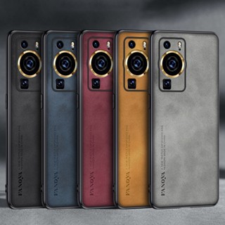 สําหรับ Huawei P60 Pro Art P50 P40 P30 หรูหรา ธุรกิจ ย้อนยุค หนังนิ่ม ยาง TPU เคส