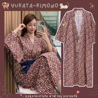 Yukata • Kimono ลายแมว ชุดคลุมพร้อมผ้าคาดเอว ผ้าฝ้ายเนื้อนุ่ม  ยูกาตะกิโมโนผ้าฝ้าย/ชุดจีนชาวฮั่น