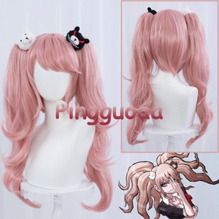 Manmei Anime Danganronpa Enoshima Junko Cosplay Wig 65cm Long Pink Wavy Hair with Ponytails Heat Resistant Synthetic Wigs