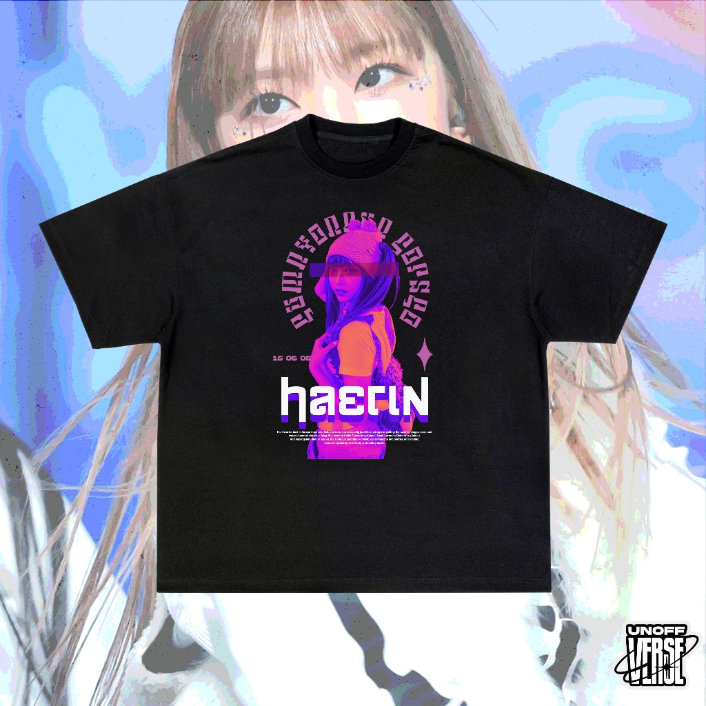 แฟชั่น Newjeans เสื้อยืดลําลอง แขนสั้น พิมพ์ลาย HAERIN OVERSIZE VINTAGE สําหรับผู้ชาย