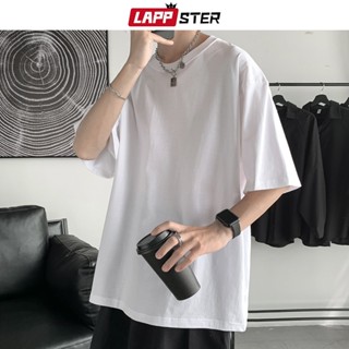 Lappster เสื้อยืดแขนสั้น คอกลม ผ้าฝ้าย 100% พิมพ์ลายกราฟฟิค Y2K ขนาดใหญ่ สีขาว แฟชั่นฤดูร้อน 2023