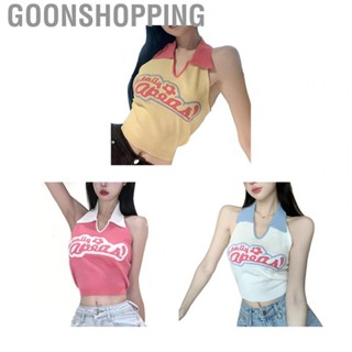 Goonshopping Summer Sleeveless Shirt  Free Matching Acrylic Fibers Women Tank Top  Fit Pretty Print V Neck  for Party