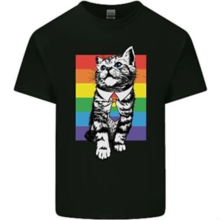 เสื้อเสื้อยืด ผ้าฝ้าย พิมพ์ลายแมว LGBT Cat Gay Pride Day แฟชั่นฤดูร้อน สําหรับผู้ชาย  2OVWเสื้อยืดแขนสั้น