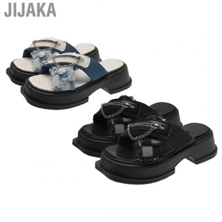 Jijaka Backless Platform Slides  Open Toe Sandals Lightweight Casual Match Easily  for Office School Party Business Outdoors