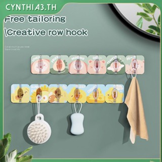 ตะขอ Viscose Hook Non-Perforated Kitchen Toilet Wall Corner Hook Six Row Seamless Cartoon Cynthia