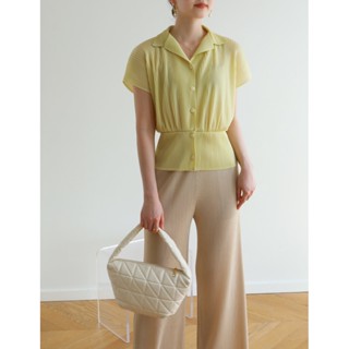 2MUAY PLEAT เสื้อผู้หญิง เสื้อพลีทคุณภาพ EASY COLLAR BUTTON FRONT PLEAT TOP รุ่น GJO3684 10สี FREE SIZE