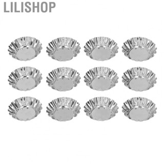 Lilishop 12Pcs Egg Tart Mold Round Cupcake Pan Stainless Steel Tool Set Kit For Baking US