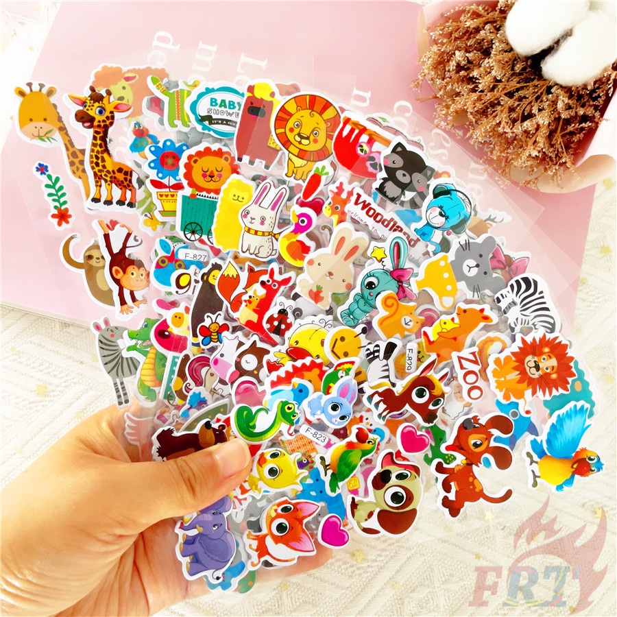 ❀ Zoo Animals Series 01 DIY Rewards Sticker ❀ 12Sheets/set Cartoon 3D Puffy Bubble Stickers Waterpoof Toys PVC Stickers